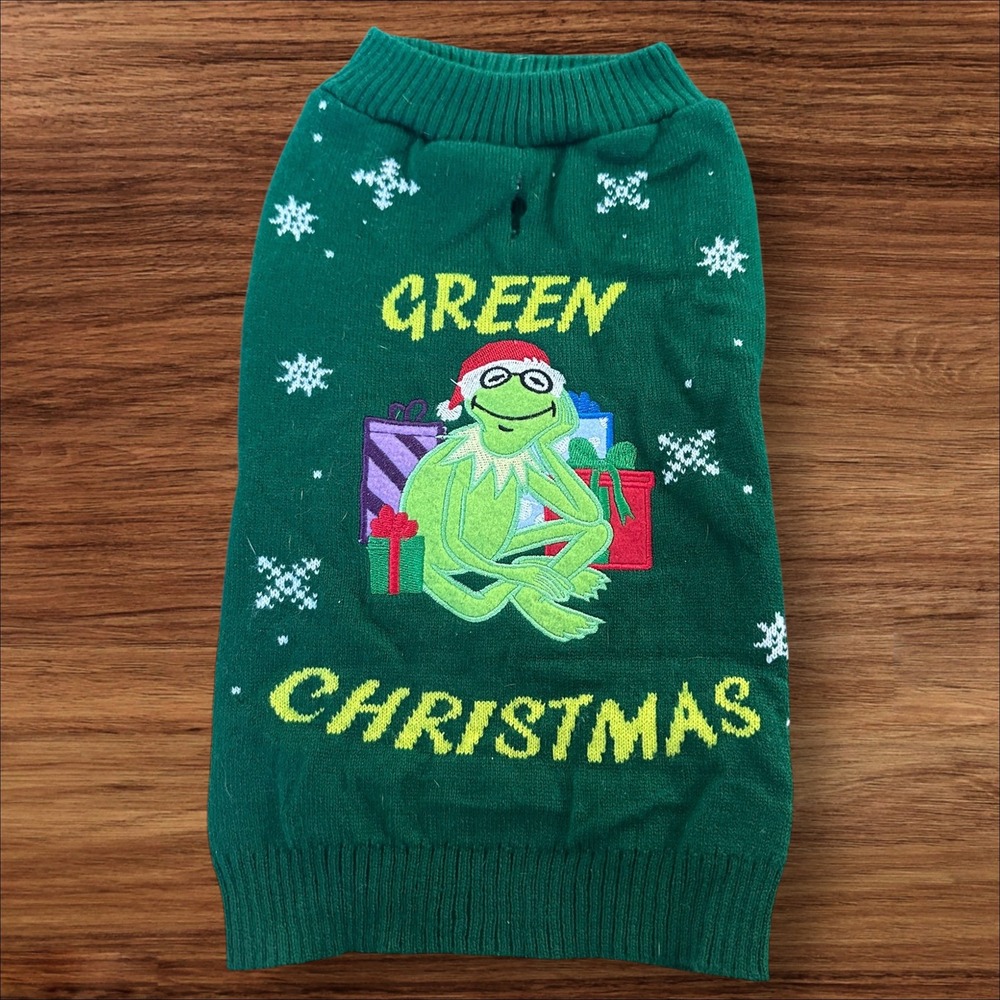 Disney Kermit Green Christmas Dog Sweater‎ Medium Holiday Gift Pet Apparel